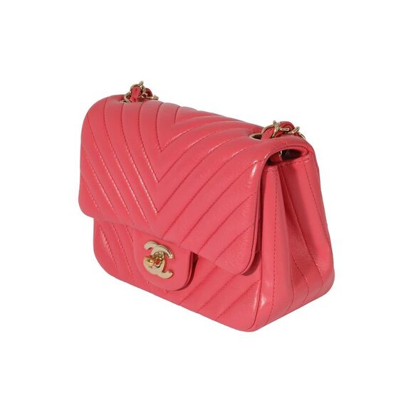 Chanel Chevron Pink Lambskin Mini Flap Bag - Picture 3 of 10